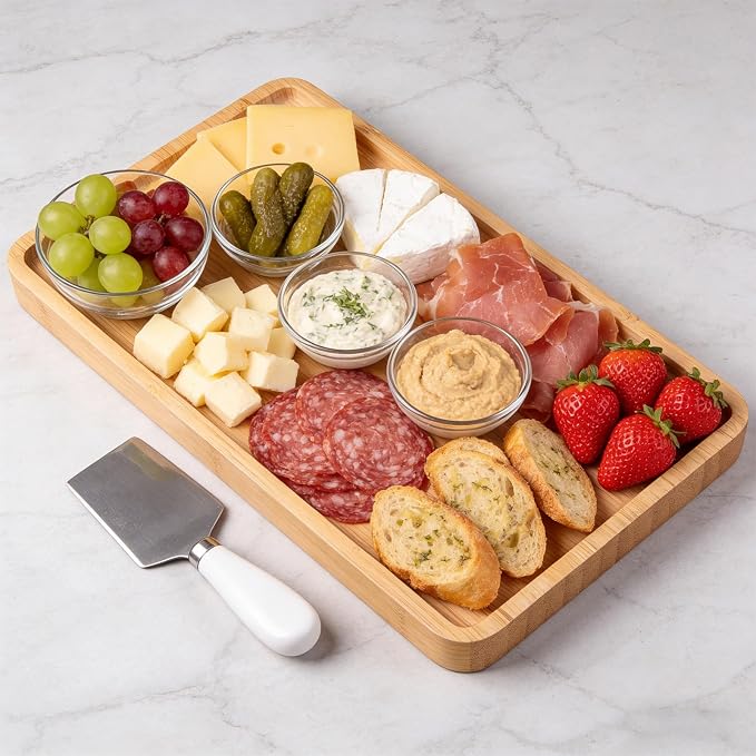 VERTORGAN Bamboo Serving Tray, 15.8x9.8 Inch Trays, Home Decor | Coffee Table - Image 4