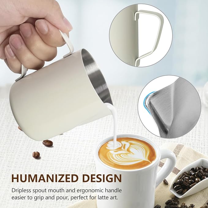 HOOMIL Milk Frothing Pitcher, 12oz/20oz/32oz 304 Stainless Steel | Steaming - Image 4