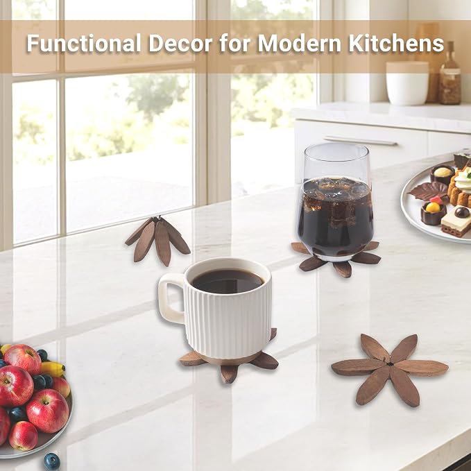 Yuoyar Wooden Tree-Shaped Coasters Set - Image 5