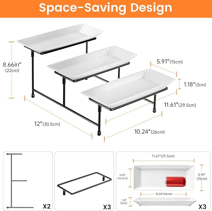 3 Tier Serving Tray, Shatterproof. Steel Frame, Collapsible. Ideal - Image 2