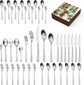 Silverware Set with Serving Utensils, 45 Piece Flatware Set, 18/10 Steel | by KINGSTONE