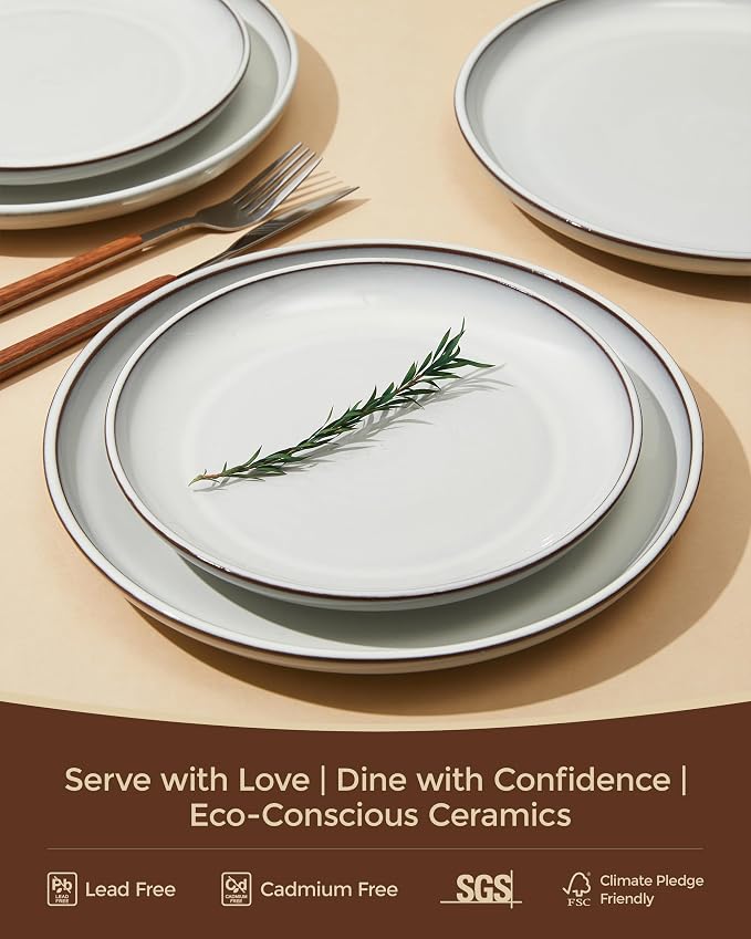 18 Piece White Stoneware Dinnerware Set - Image 6