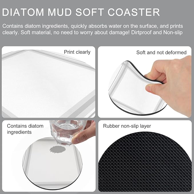 Coasters Set of 2, Modern Minimalist Stripes Pattern Absorbent Cup Coaster - Image 9