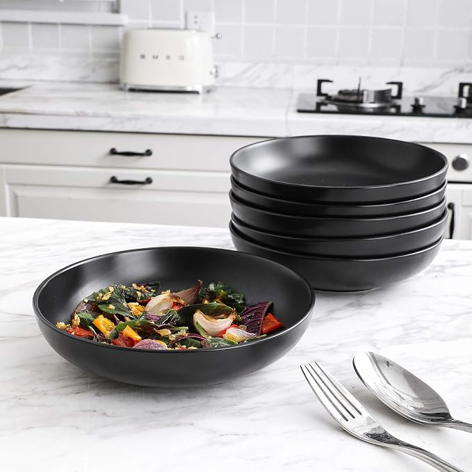 Selamica Ceramic 7.8 inch pasta bowls, 26 Ounce large serving porcelain salad - Image 3