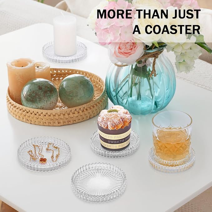 Modern Clear Glass Coasters Set of 8, Cute Coasters Table Mats - Image 5