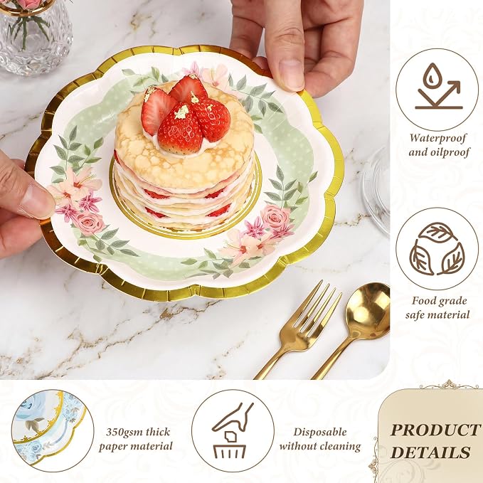 120 Pcs 6 Inch Floral Paper Plates - Image 4