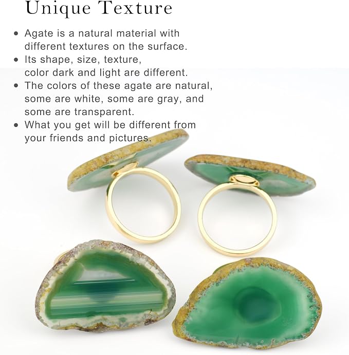 CozyTower Agate Napkin Rings Set of 4, Unique Geode Napkin Rings | Gold Napkin - Image 3