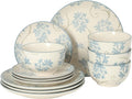 Gibson Home Admiral Hall 12-Piece Matte Stoneware Dinnerware Set – Dinner Plates by GibsonHomewares