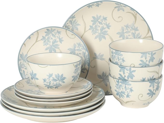 Gibson Home Admiral Hall 12-Piece Matte Stoneware Dinnerware Set – Dinner Plates by GibsonHomewares