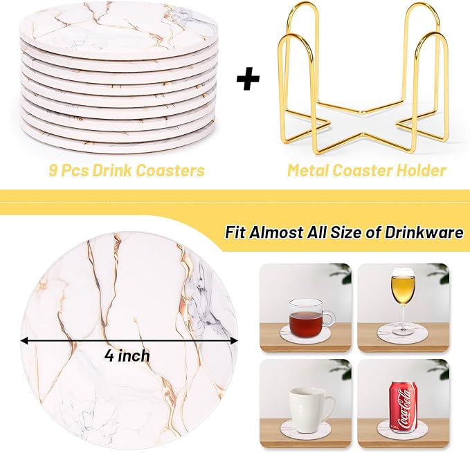 9 Pieces Ceramic Drink Coasters - Image 3