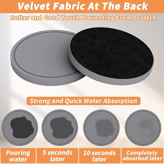 Azhou 6Pcs Absorbent Diatomaceous Earth Coasters Set - Image 2