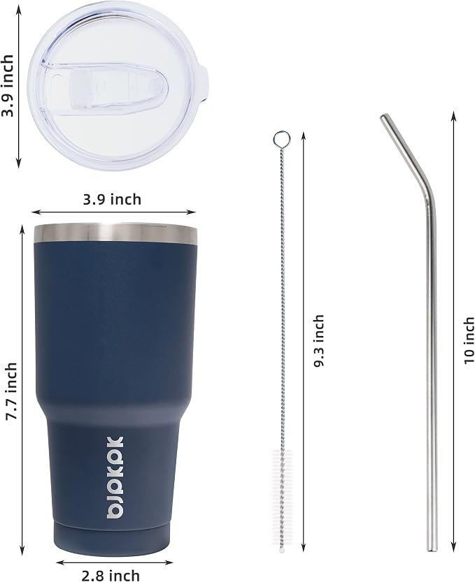 BJPKPK 30 oz Tumbler with Lid and Straw, Insulated Stainless Steel Cup | Double - Image 3
