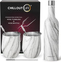 CHILLOUT LIFE 12 oz Stainless Steel Wine Tumblers 2 Pack & 1 Insulated Wine by CHILLOUTLIFE
