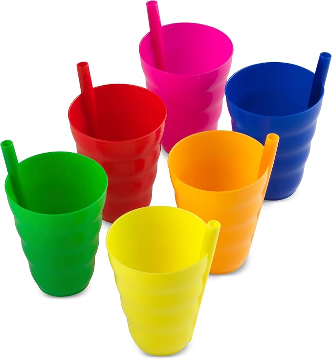 JoyServe 10 Oz Kids Straw Cups BPA-Free Stackable Drink Tumblers | Built-In - Image 5