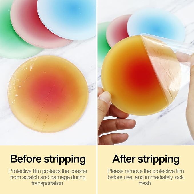 4 Pack Colorful Acrylic Round Coasters, 3.8 Inch | Waterproof & Heat Resistant - Image 6