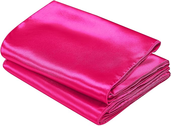 SiinvdaBZX 4 Pcs Hot Pink Satin Table Runner 12 x 108 inches Long | Bright - Image 7