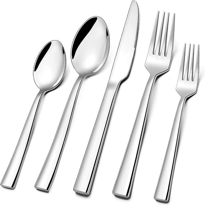 Silverware Set for 2, CXJY 10-Piece Stainless Steel Flatware Cutlery Set by CXJY