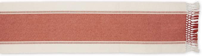 DII Dobby Stripe Table Runner, 13x72 Spice & Cream Background | Woven - Image 2