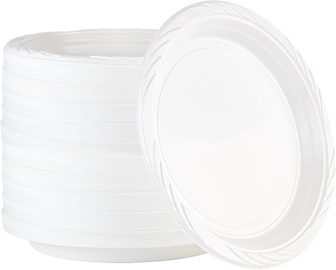 400 Count Disposable 10 Inch White Plastic Dinner Plates Extra Large by PLASTICPRO