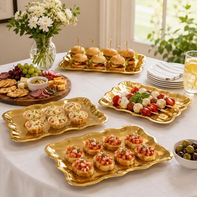 Gift Boutique 10 Gold Rectangle Trays - Image 2