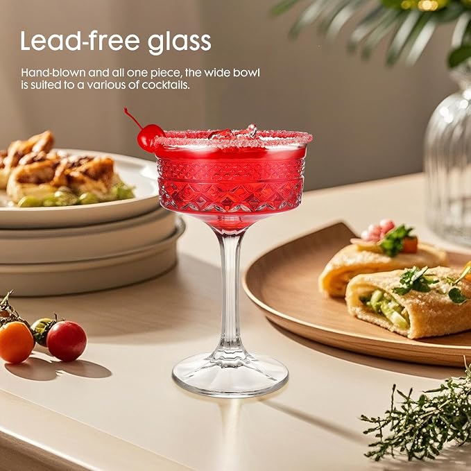 4Pcs Coupe Glasses, 10oz Vintage Martini Glasses Set, Lead-free Crystal Coupe - Image 4