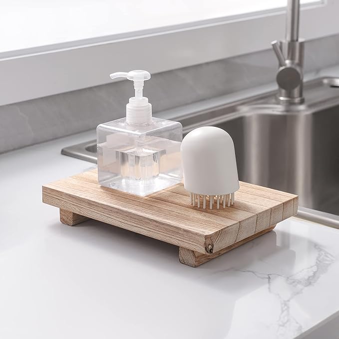 Wood Bathroom Tray Farmhouse Decor Kitchen Soap Holder, Lightweight, Easy Clean - Image 3