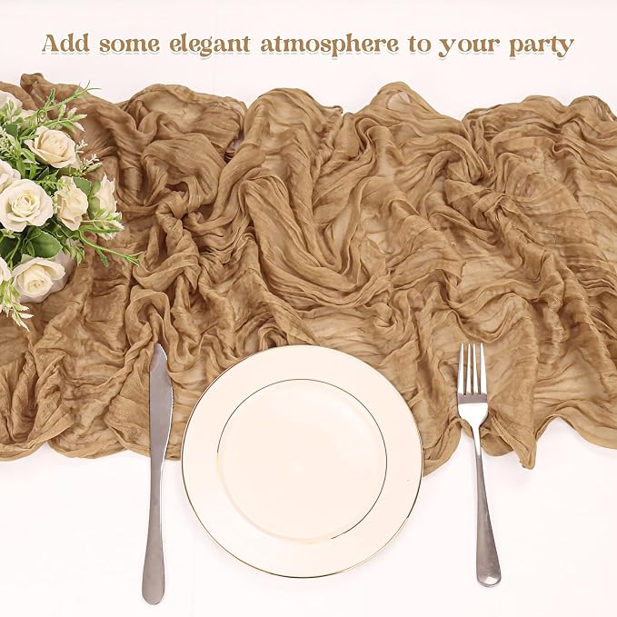 10 Pack Nude Cheesecloth Table Runner 6FT Boho Gauze Fabric Table Runner - Image 5
