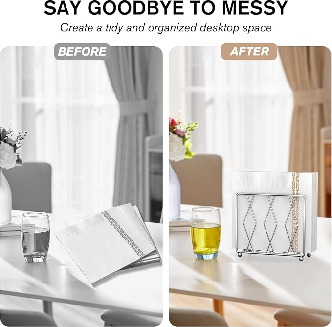 Napkin Holder for Table, Modern Metal Stand for Kitchen Counter | Raised metal - Image 3