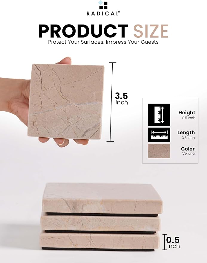 Radicaln Square Marble Coasters Set of 6 - Image 6