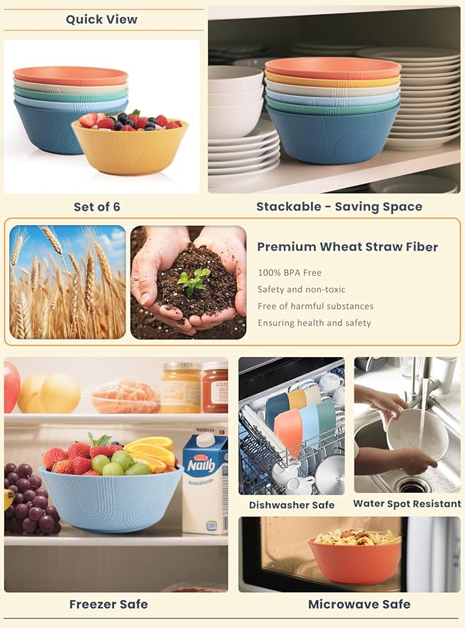 Unbreakable Cereal Bowls, Wheat Straw Bowl - Image 5