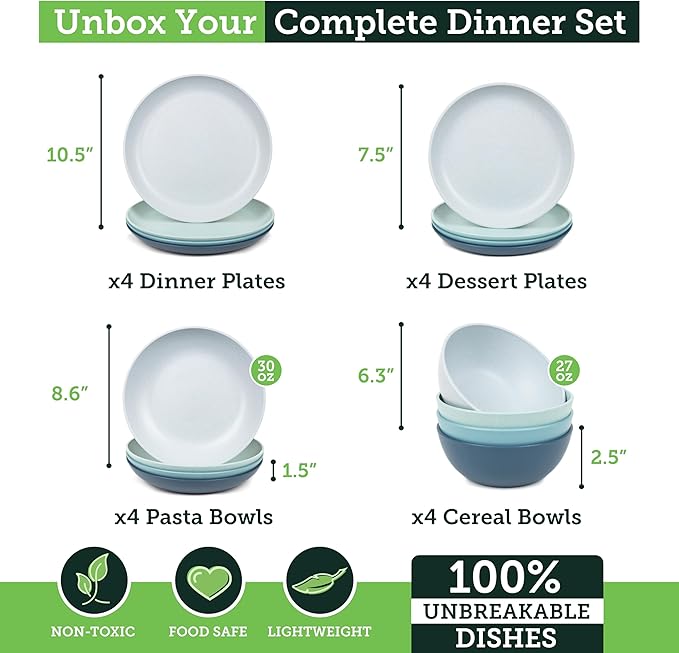 Grow Forward 16-piece Premium Wheat Straw Dinnerware Sets - Image 3