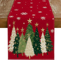 Christmas Table Runner 13x120 Inch, Xmas Trees Snowflakes Holiday Decorative by GEEORY