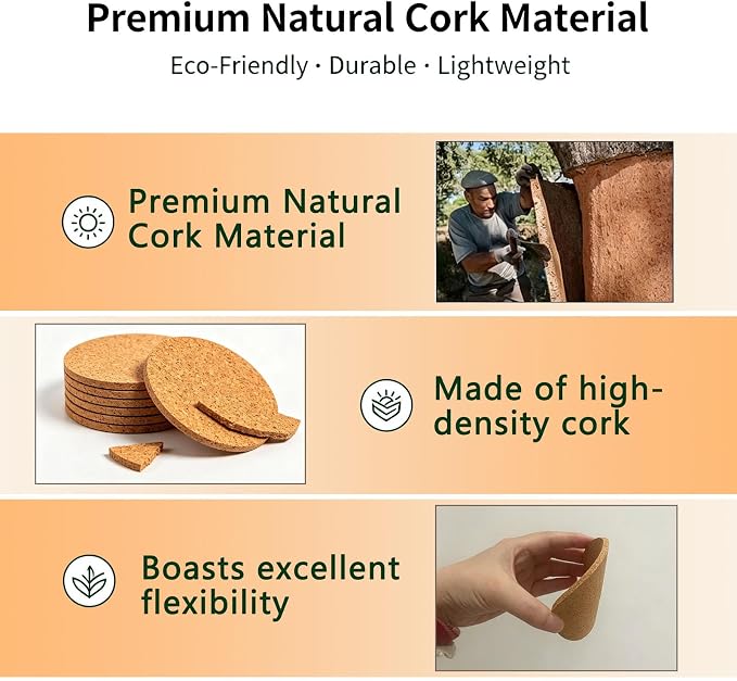 100 Pcs Absorbent Cork Coasters - Image 2