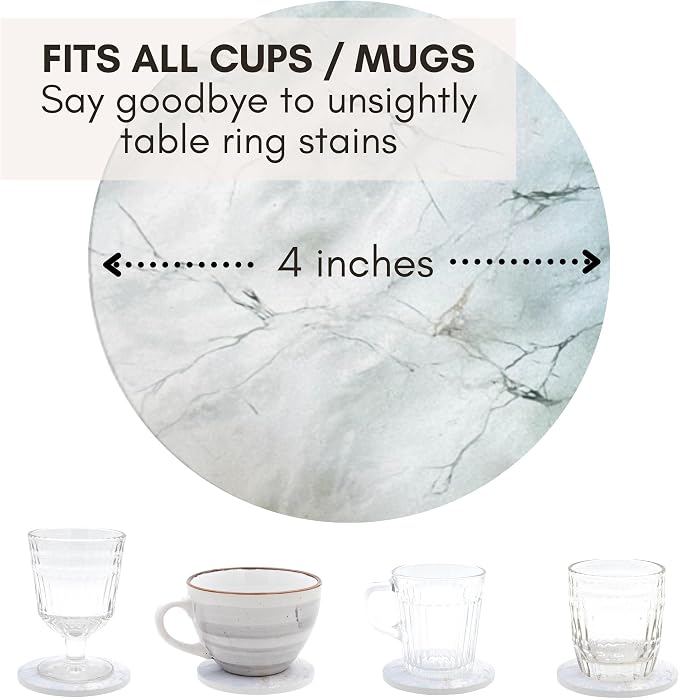Ceramic Marble Coasters Set of 6, Absorbent Drink Coasters - Image 7