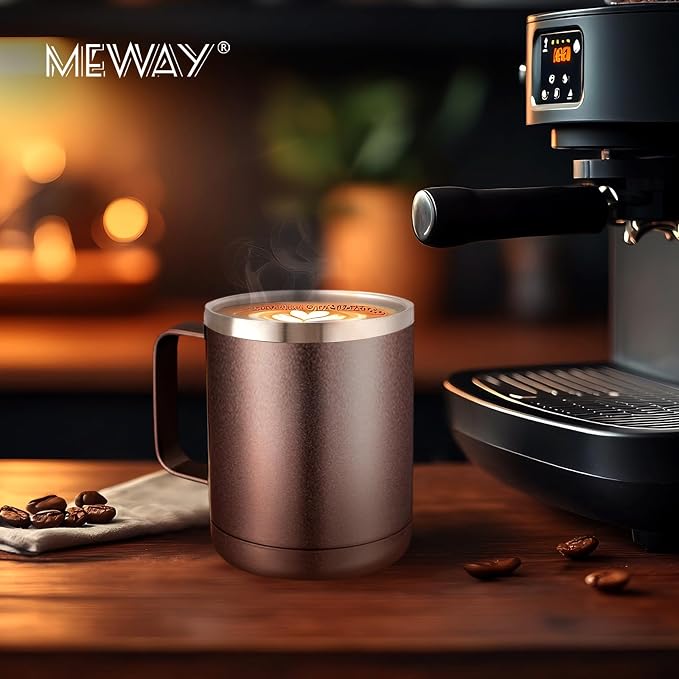 MEWAY 12oz Coffee Mug With Handle 2 Pack Bulk, Stainless Steel Insulated Travel - Image 6