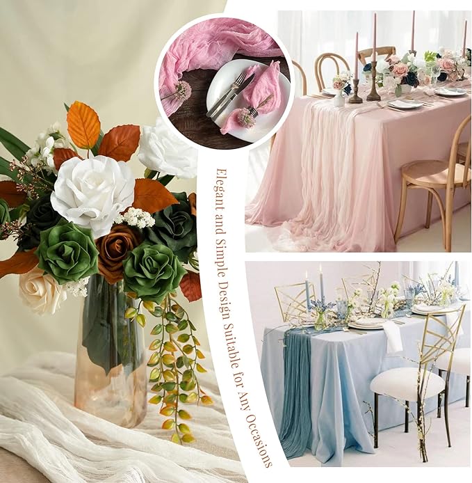 YMHPRIDE 12 Pack Cheesecloth Table Runner 35x120in Lavender Table Runner | Boho - Image 6