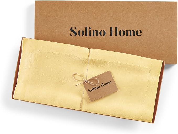 Solino Home 100% Pure Linen Table Runner Golden Straw, Fete 14 x 156 in | Table - Image 5