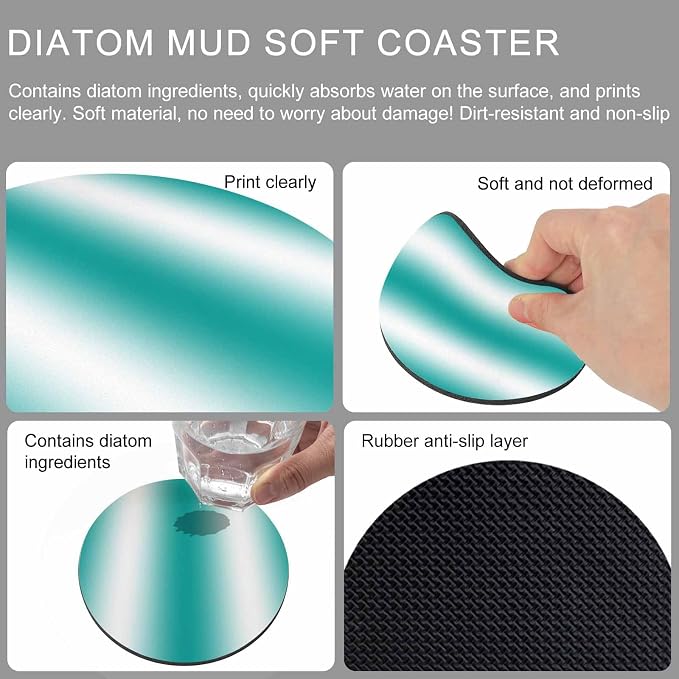 Ombre Teal Green Coasters Set of 4, Modern Minimalist Geometric Gradient Color - Image 9