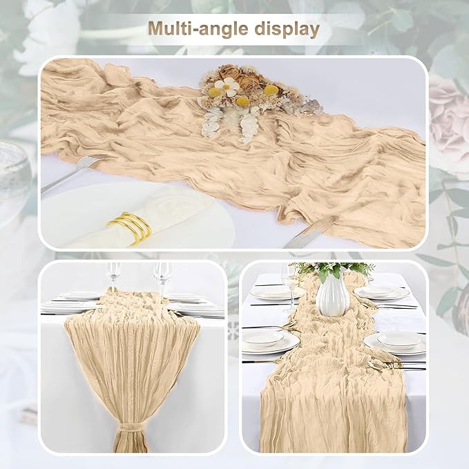 10 Pack Nude Cheesecloth Table Runner 35x120 Inch 10Ft Rustic Gauze Cheese - Image 6