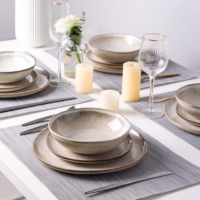 AmorArc Ceramic Dinner Plates Set of 6, 10.5 Inch Stoneware Plates Set | - Image 7