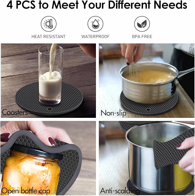 Silicone Trivets for Hot Pots and Pans, 0.31" Thick Trivet Mat for Hot Dishes - Image 2