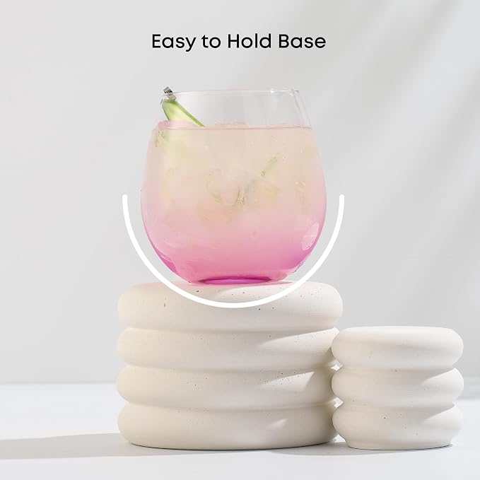 JoyJolt Hue Stemless Wine Glass Set, Large 15 oz Stemless Wine Glasses Set of 6 - Image 3