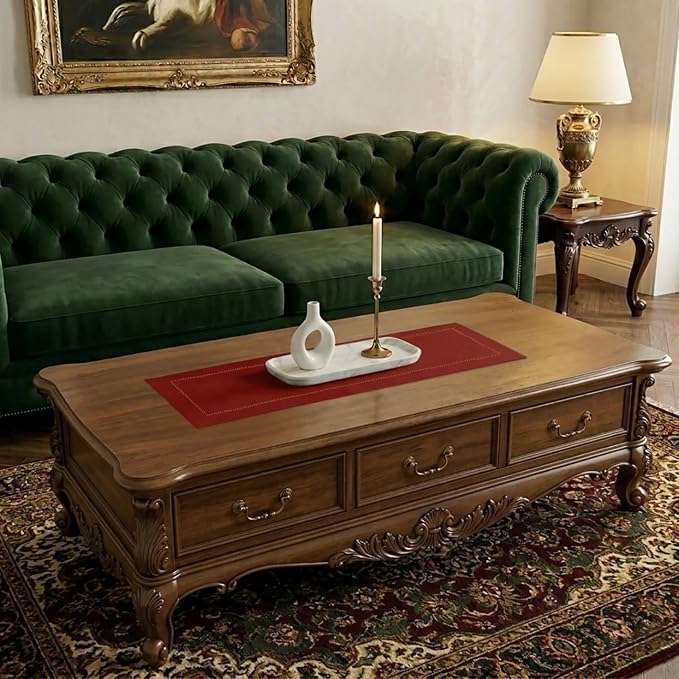 Signature Linen™ by D'Moksha Red Table Runner 36 Inches, 100% Pure Linen - Image 2