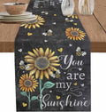 Farmhouse Sunflowers Table Runners 108 Inches Long, Cotton Linen Fabric Table by Edwiinsa