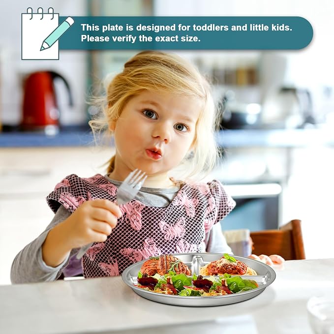 EWFEN Stainless Steel Toddler Plate Set of 6, Non Slip | Unbreakable Toddler - Image 6