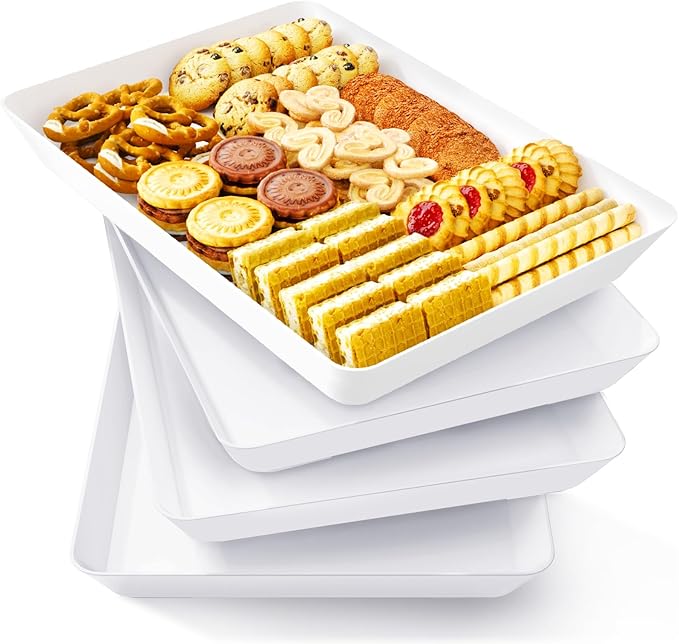 Lifewit 4 Pcs Serving Tray for Party Supplies, Reusable Plastic Food Serving by Lifewit