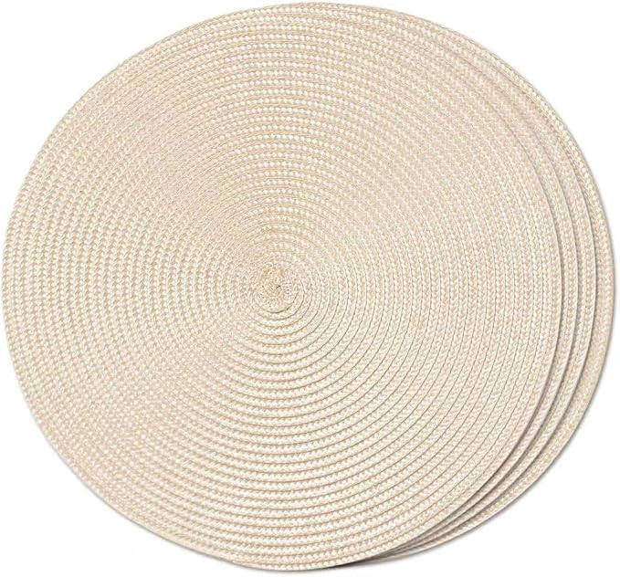 FunWheat Round Braided Placemats Set of 4 Table Mats by FunWheat