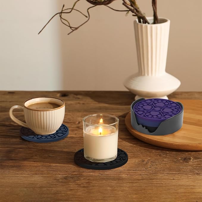 4 Inch Silicone Coasters Set of 6, Non-Slip Drink Coaster - Image 3