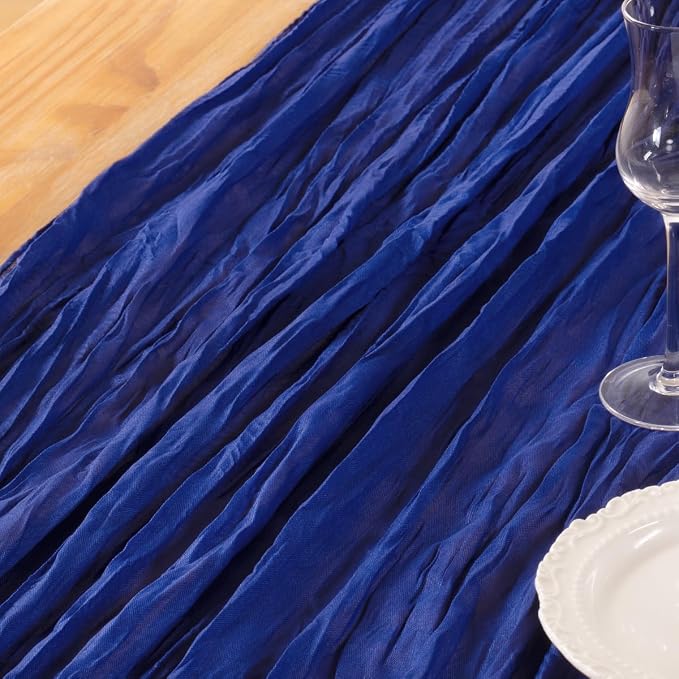 DeZerlor Royal Blue Cheesecloth Table Runners 6 Pack Summer Boho Runners | - Image 6