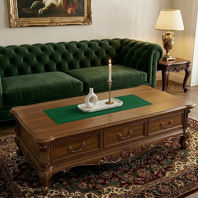 Signature Linen™ by D'Moksha Eden Green Table Runner 48 Inches, 100% Pure Linen - Image 2